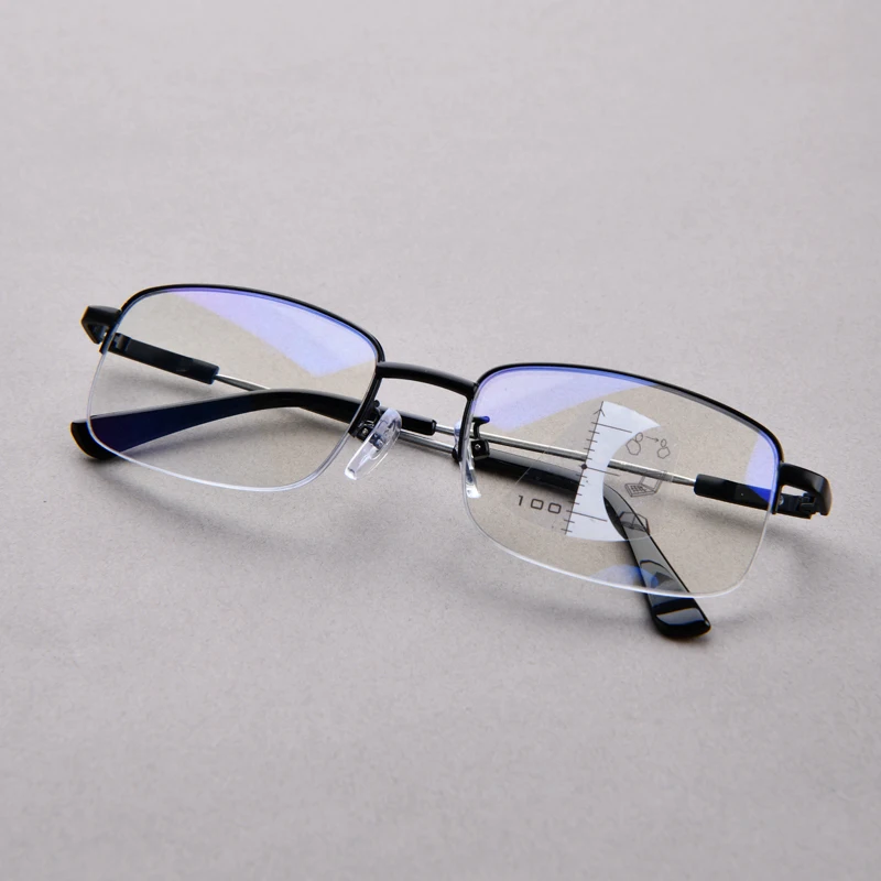 3-in-1 progressive multifokale Lesebrille für Herren, Halbrahmen-Brille, leicht weit und nah aussehen, +1,0 bis +4,0 – Detail 2