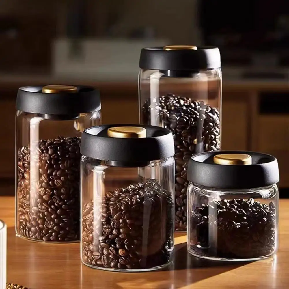 

500/900/1200/1800ml Vacuum Sealed Jar Glass Bottles Coffee Beans Airtight Food Storage Container Clear Home Air Extraction Tank