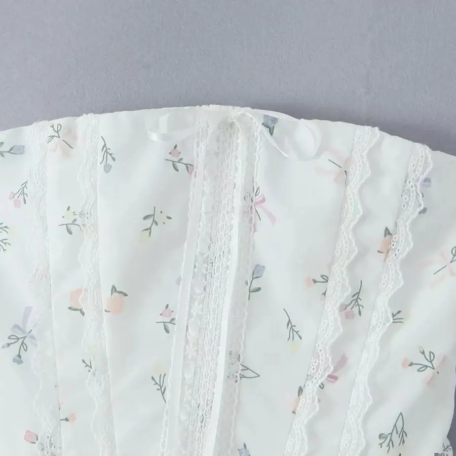 الرجعية الأزهار الدانتيل الربط الخصر Cinched Strapl Dr المرأة Faion الخريف جديد Sle الحلو ألف خط ثوب قطعة واحدة الدكتور #3