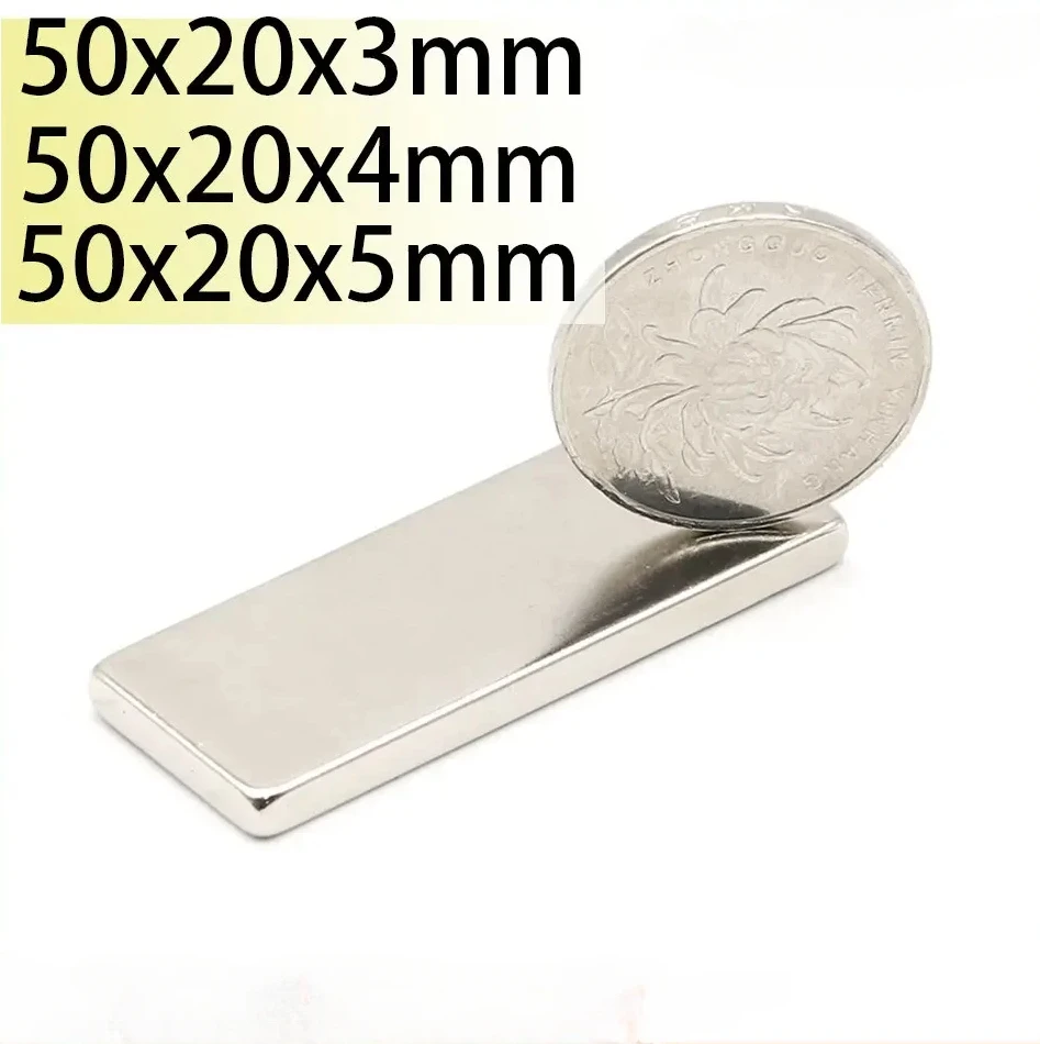 

N35 50x20x3 50x20x4 50x20x5 Rectangle Neodymium Bar Block Strong Magnets Ebike Rare Earth Magnets For Fridge Family Search