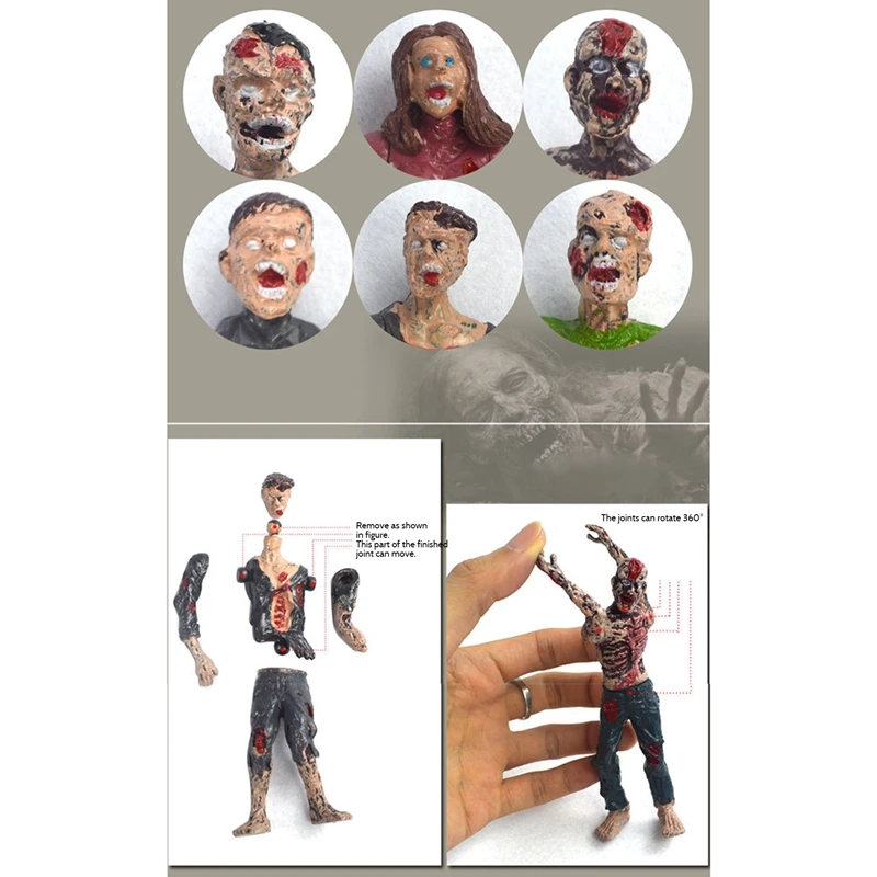 6Pcs/Lot 10CM The Walking Dead Zombie Action Figures Toys Movie Characters Action Zombie Figures Kids Toy