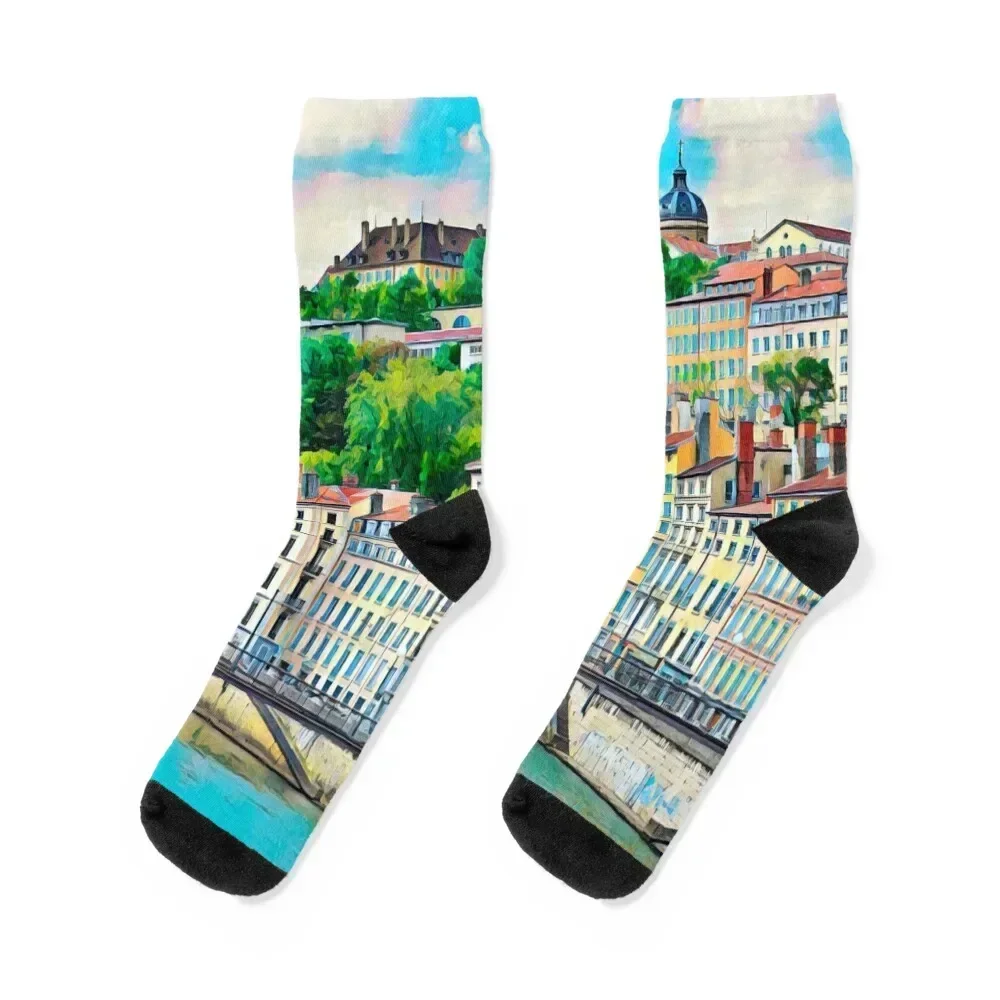 

Lyon Vintage Travel Socks shoes colored Non-slip designer brand Socks Girl Men's