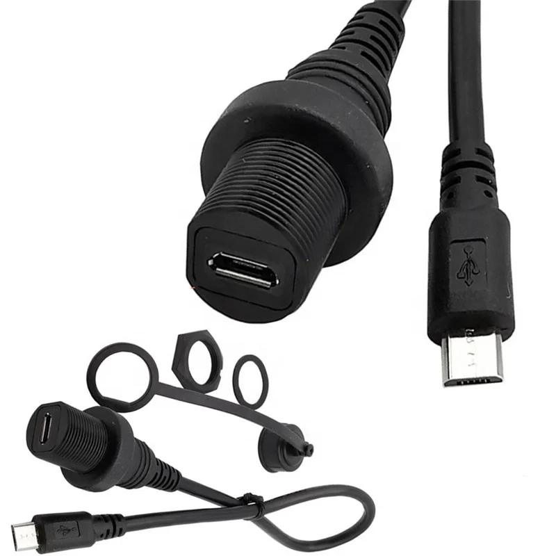 

90 degreeIP67 Micro USB Waterproof Cable Micro-USB 2.0 5pin IP67 Male to Female Panel Mount Water Proof Connector Extension Cord