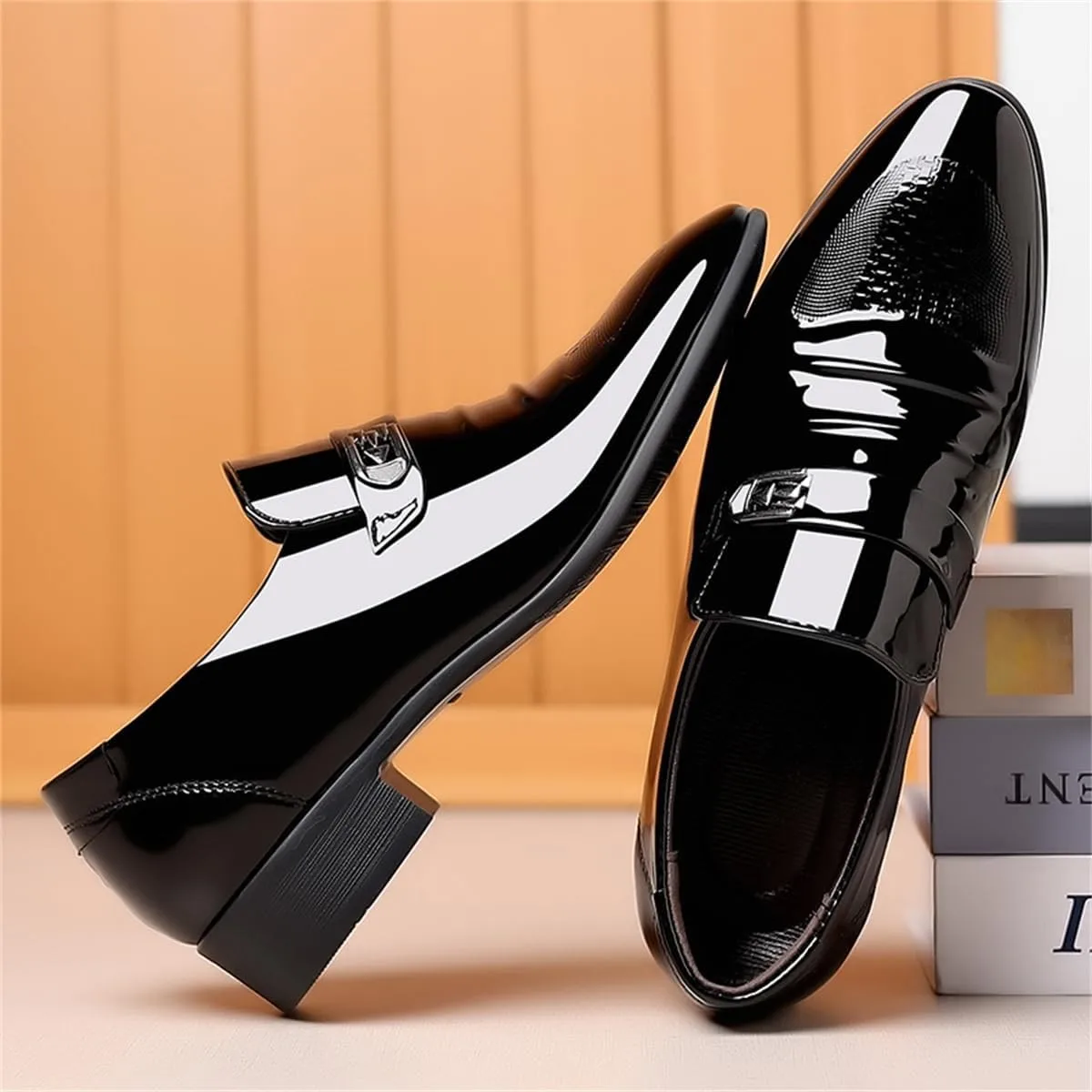 Mens Dress Shoes High Gloss Patent Slip On Loafers Formal Business Oxford Casual Driving Pointed Toe Boat Shoe For Men - Image 4