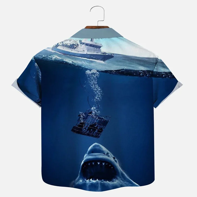 Deep Sea White Shark Short Sleeve Shirt 3D All Over Printed Hawaiian Shirt for Men and Women Casual Shirt Unisex