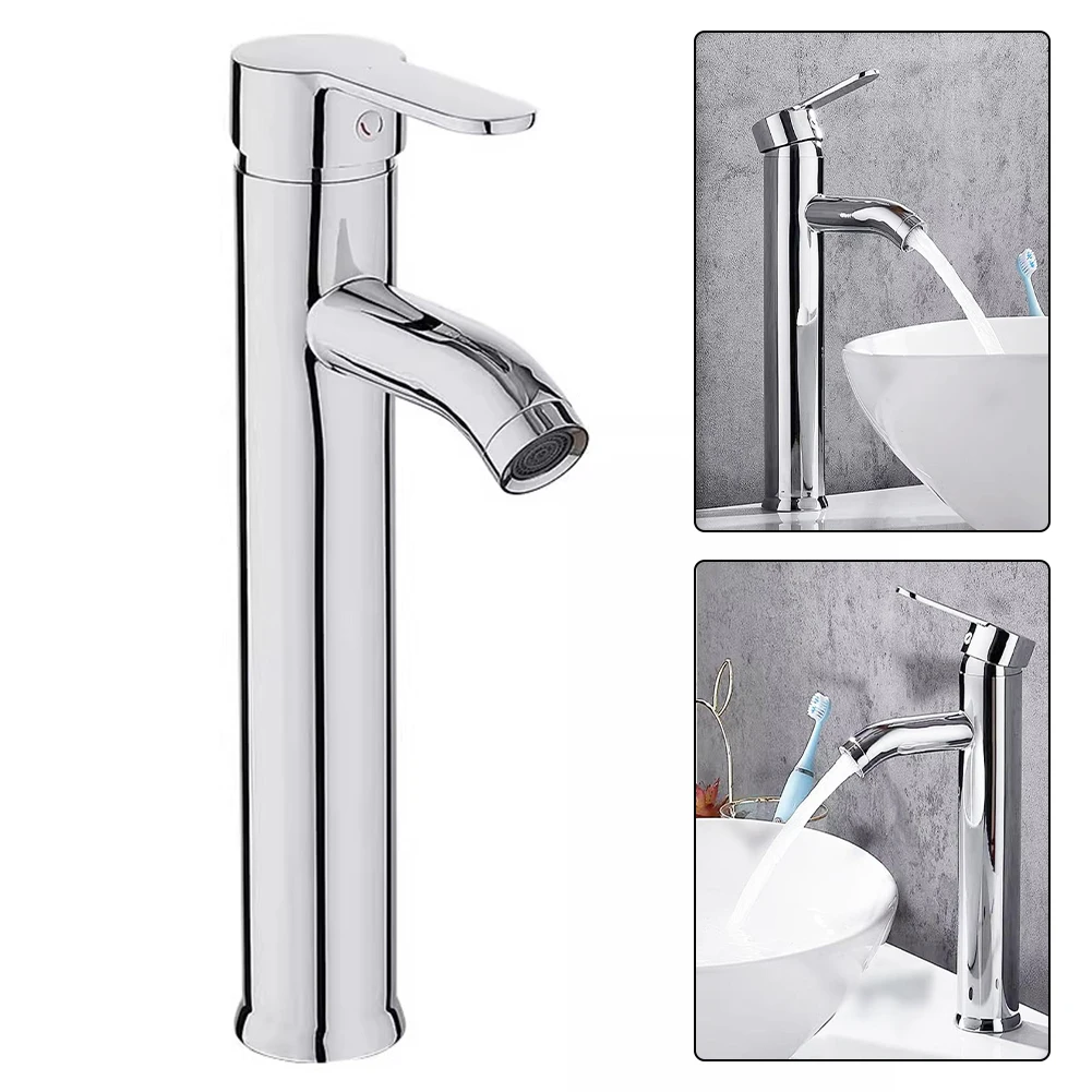 

Bathroom Basin Faucet With 60CM Hoses Hot Cold Mixer Tap Deck Mounted Single Handle Stainless Steel Bathroom Sink Faucet
