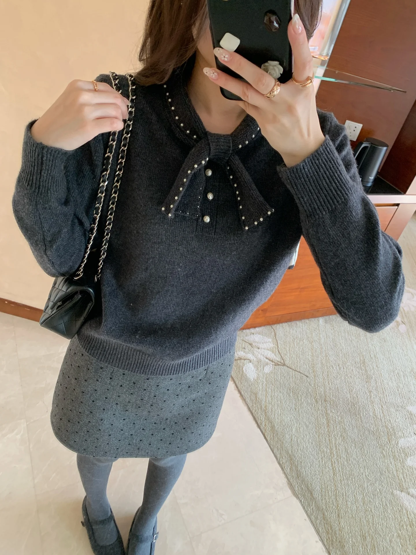 

Юбка А-силуэта в горошек из шерсти в корейском стиле с высокой талией, повседневная, модная, осенне-зимняя, новинка, женская юбка