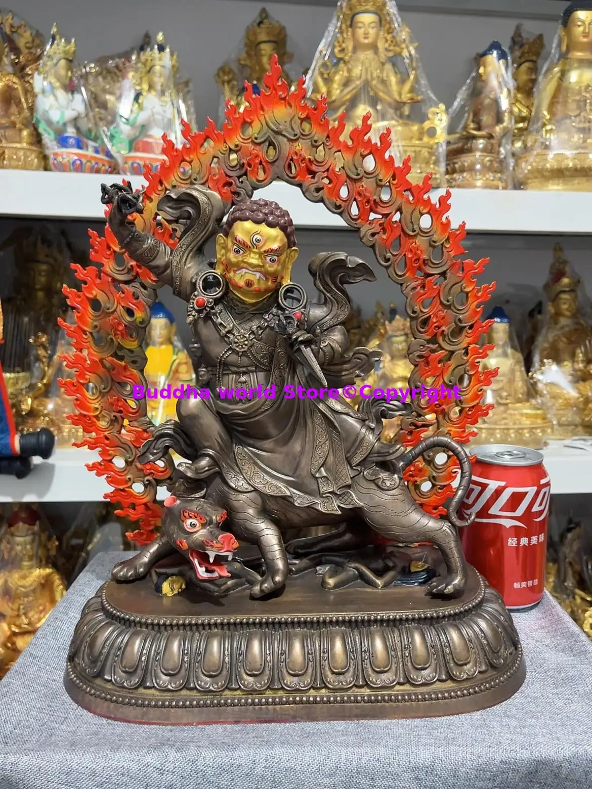 Exclusive 36CM Large Buddhism Guru Dorje Drollo Guru Rinpoche Super power embodiment COPPER Buddha statue Exorcism Worship