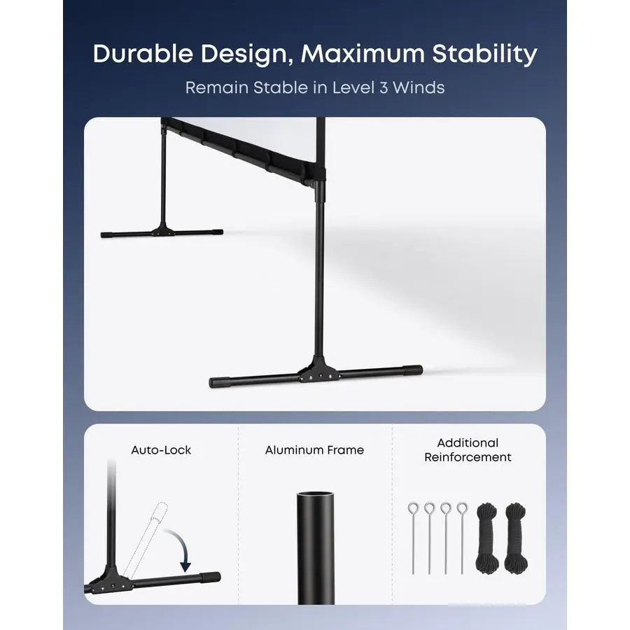 Tela de projetor externa de 100 polegadas com suporte, bolsa de transporte portátil, tela de filme 169, configuração rápida e fácil, sem rugas e lavável