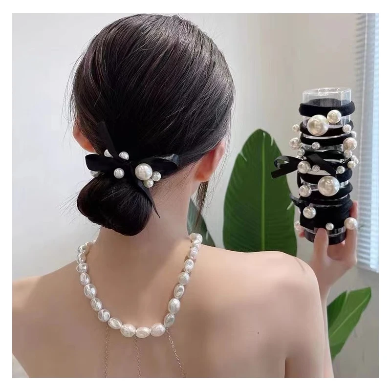 New Pearl Hair Band 11-Piece Set High Elastic Rubber Band Hair Accessories For Women Simple Temperament Headband