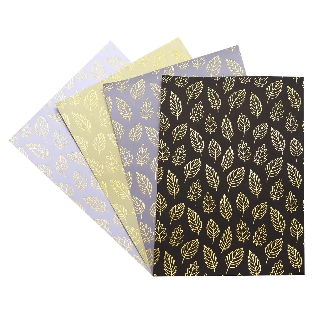 Kreative Goldblattblätter im A4-Format, strukturiertes, dekoratives Scrapbooking-Papier, Gold-Silber-Folien-Bastelpapierblock für Planer und Journaling – Detail 19
