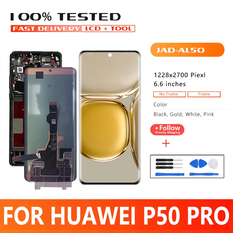 

6.6 inch Premium Quality LCD For Huawei P50 Pro LCD Display Touch Panel Glass Screen Digitizer Assembly For JAD-AL50 Display