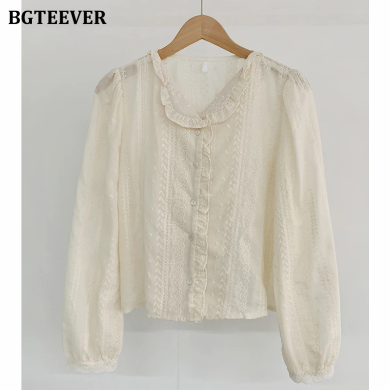 BGTEEVER Chic Spring Summer Fashion Lapel Women Solid Shirts Tops Casual Long Sleeve Loose Female Single-breasted Blouses