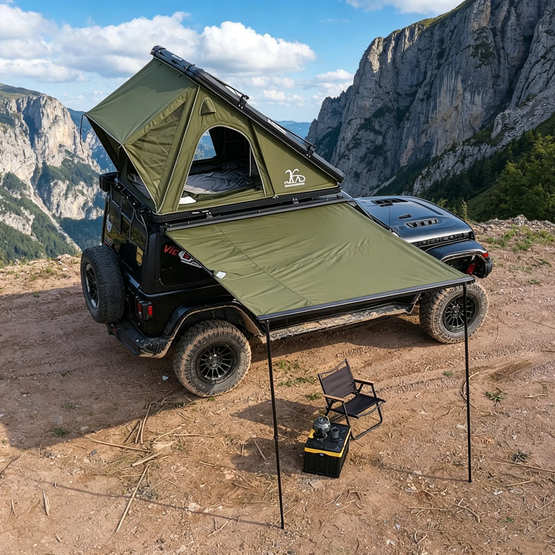 Aluminum Shell Car Side Awning 2x2m SUV Pickup Retractable Tent With USB LED Light Strip For 4x4 Off-Road Camping