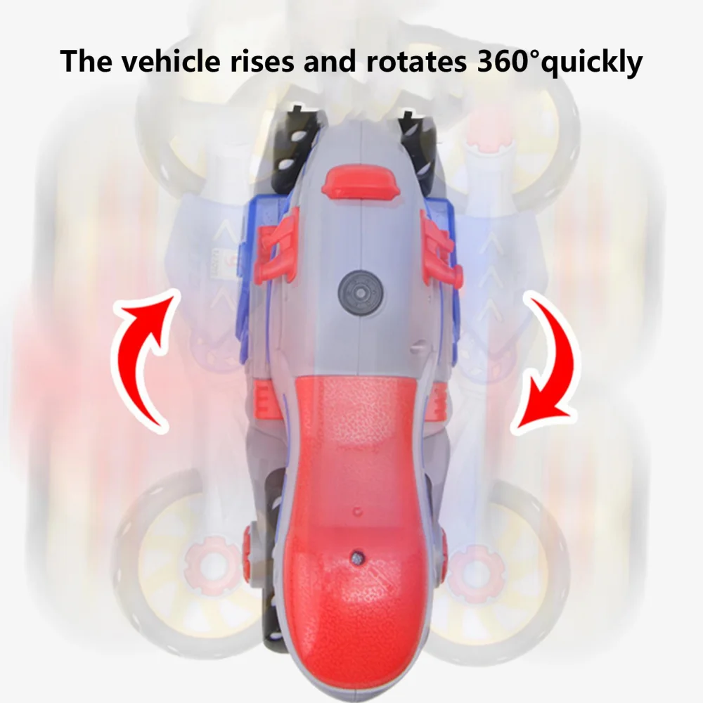 Transformed Motorcycle Toy 360 Degree Rotating Stunt Motorcycle Toy with Light and Music Kids Toddler Musical Toys