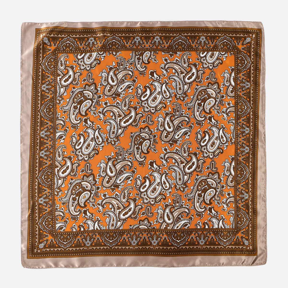Modisches Paisley-Print-Kerchief, Damen-Haarschal, Seiden-Stirnband, Bandana, Kopftücher, quadratische Hijab-Schals für Damen – Detail 20