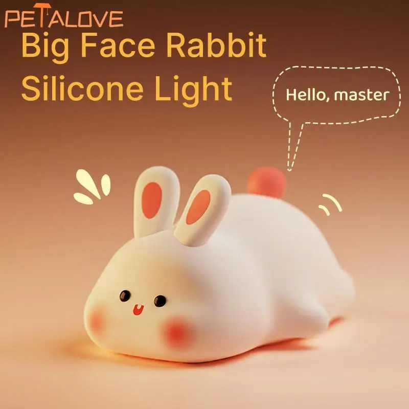 Cartoon Night Light Bunny Hippopotamus Silicone Lamp LED Pat Sensor with 3 Modes Soft Light Gift for Kids Birthday Christmas