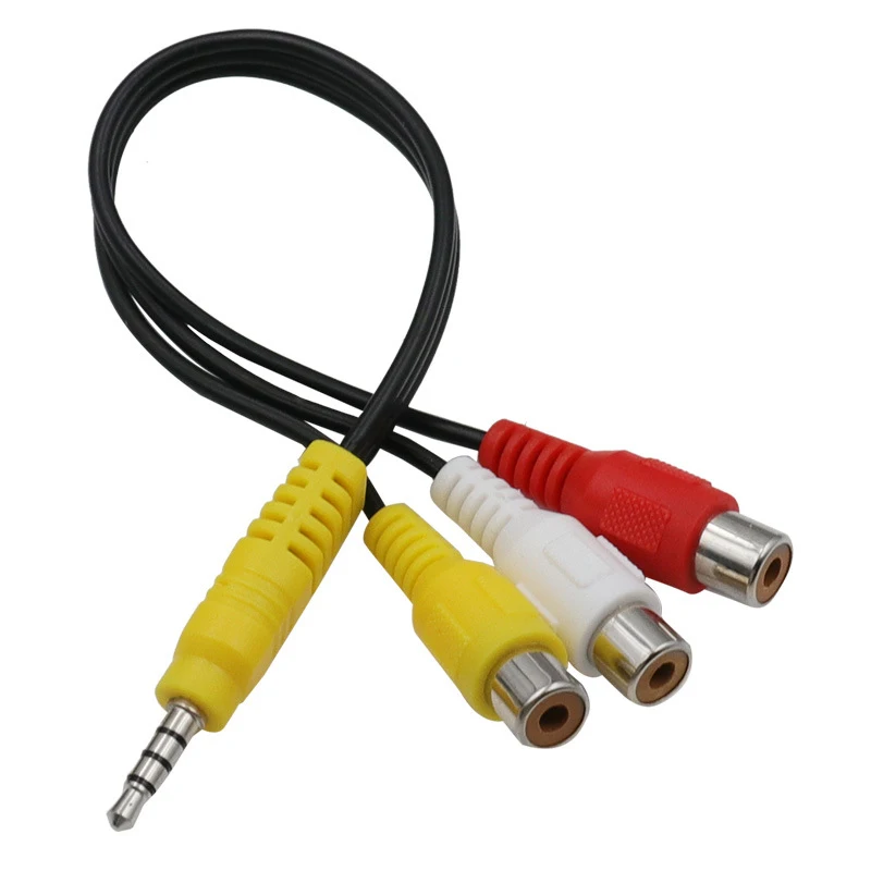 3.5mm Male To Female Rca Yellow White Red Video Cable 15mm Extension Head 3.5 One Into Three Av Cable Female Lotus Audio Cable