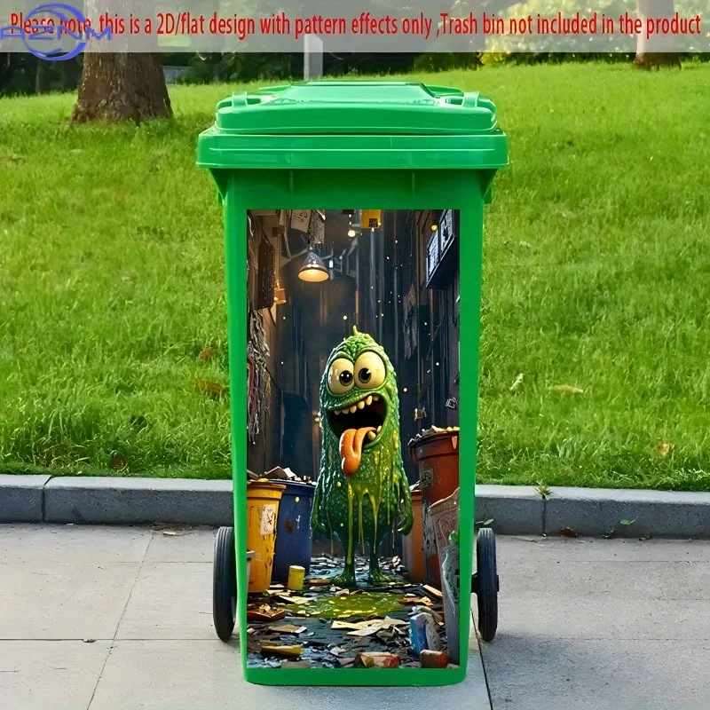 2D Flat Printing Trash Can Sticker Decorative Wallpaper Self-Adhesive Kitchen Bin Decoration for Trash Cans Walls Home Decor