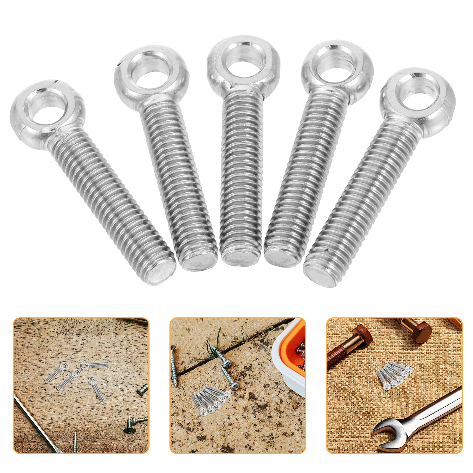 

5pcs Adjustable Heavy Duty Threaded Screw For Machinery Boat M5X25 Swivel Hook Ring Screw Stainless Steel Bolt Set