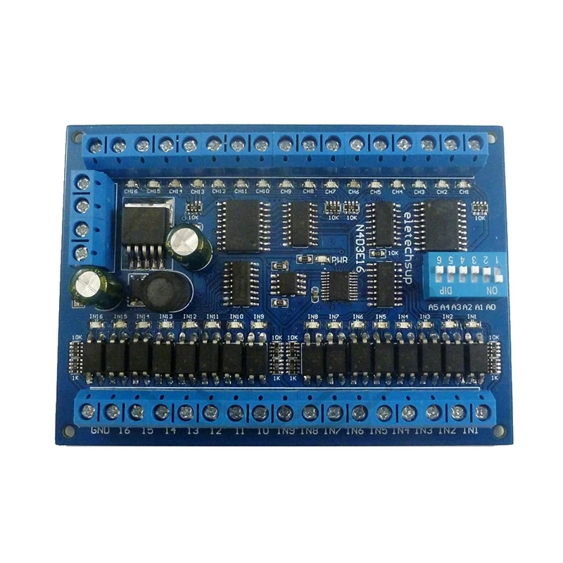 

16-Port RS485 Remote Control Switch PLC IO Expansion Board Modbus RTU Module DC 12V/24V