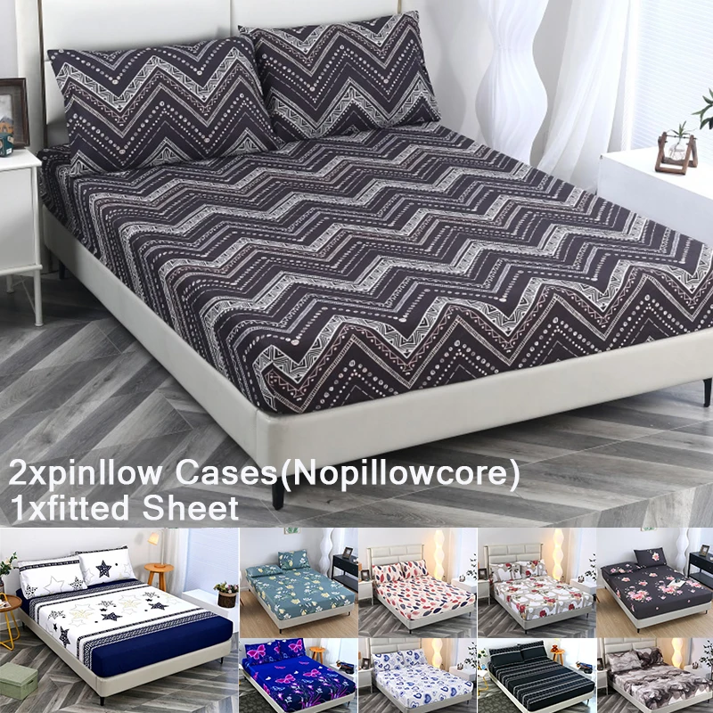 

Star Pattern Brushed Fitted Sheet/Mattress Cover with Elastic Band Bed Sheet for Bedding Bedsheets Full Set Sábanas Para La Cama
