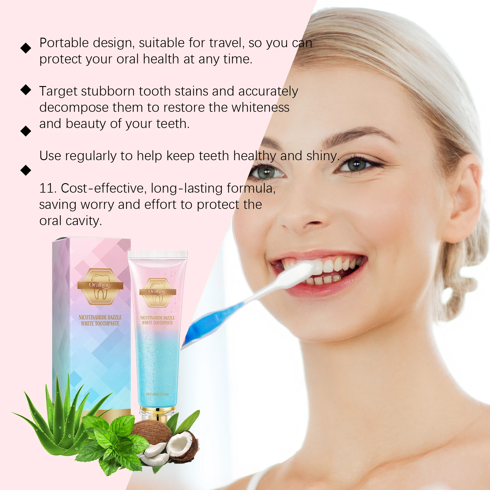 Teeth Whitening Toothpaste Repair Cavities Root Cleaning Soothe Gum Sensitivity Eliminate Bad Breath Fresh Mouth Mint Toothpaste