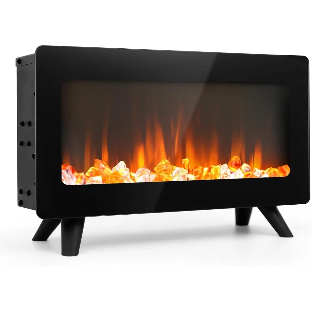 16 Freestanding Electric Fireplace Heater - Electric Fireplace Stove with Realistic LED 3D Flames, Infrared Heater Indoor