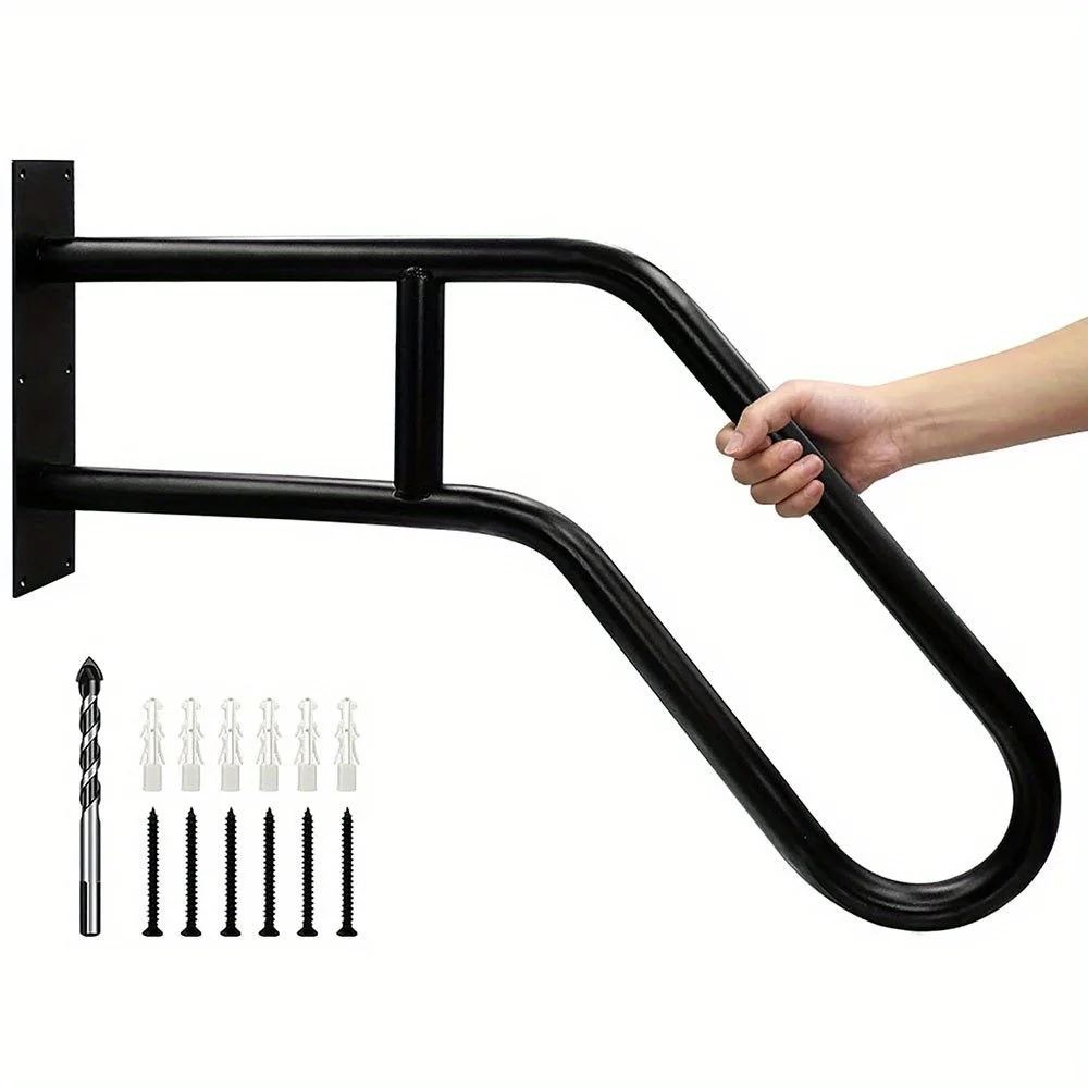 

Hand Rails for Outdoor Steps, Stair Railing Indoor Wall Mount with Matte Black Finished, 22.8" U-Shaped Handrails, Railings for Stairs 1-3 Steps, Garage, Porch, Toilet, Yard and Garden