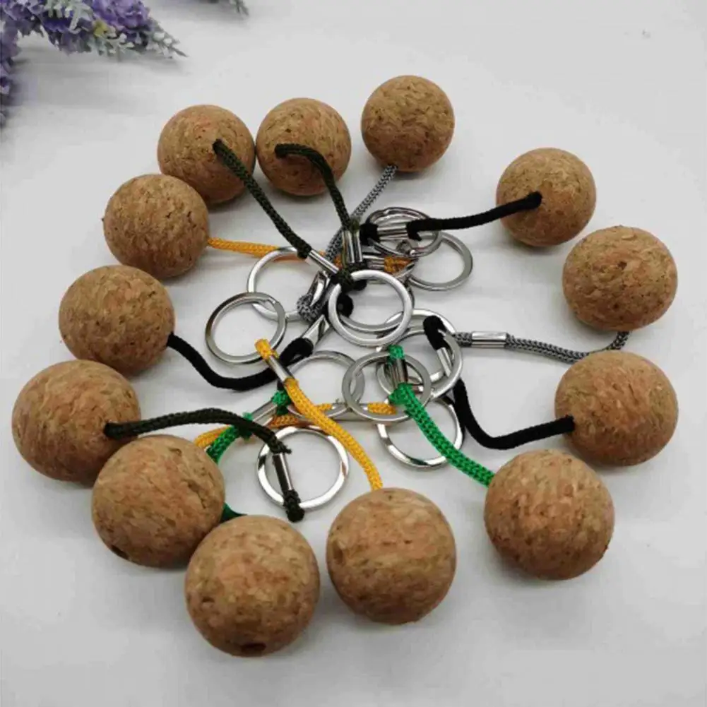 2Pcs Floating Keyrings Decorative Multifunction Special Keychain Holder Wooden Cork Ball Key Rings Decor For Household 부동 열쇠고리