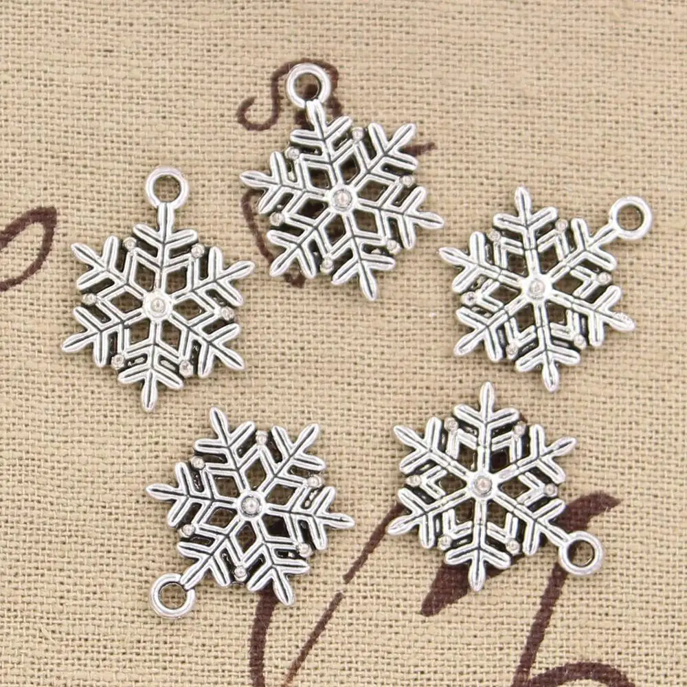 15pcs Charms Snow Snowflake 22x16mm Antique Tibetan Bronze Silver Color Pendant Findings Accessories DIY Vintage Choker Jewelry