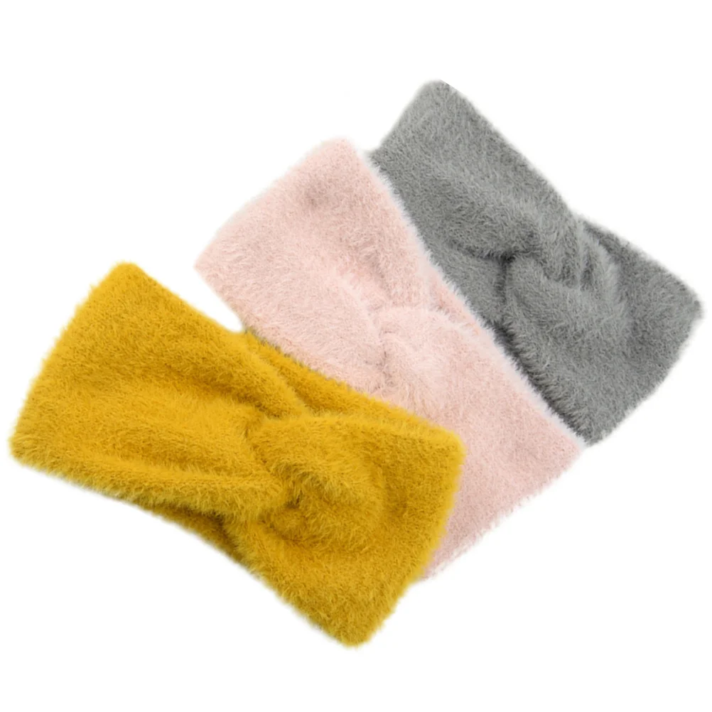 3 Pcs Warm Headband Warmers for Women Wide Kids Girls Headbands Furry Earpiece Child