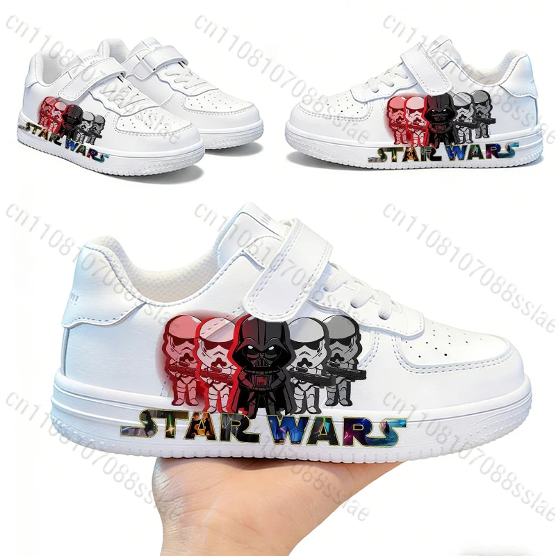 

Легкие дышащие повседневные кроссовки для девочек и мальчиков с узором в стиле «Звездные войны», однотонные, на шнуровке, с мягкой подошвой