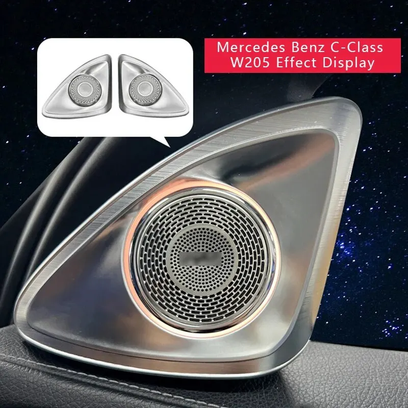 LED Ambient Light Tweeter Speaker 64 Colors 4D Rotating For Mercedes Benz 2022 C-Class W206 C300 Car RGB Treble Horn Refit