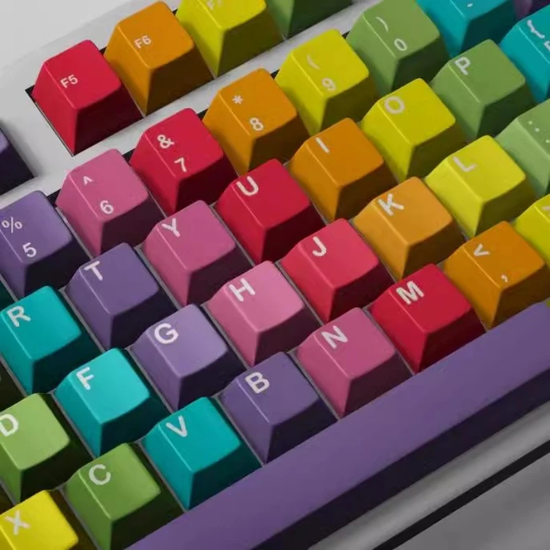 GMK Rainbow Theme Keycaps Set PBT Sublimation Cherry Profile Keycaps for Mechanical Keyboard Accessories 135 Key Custom Key Caps