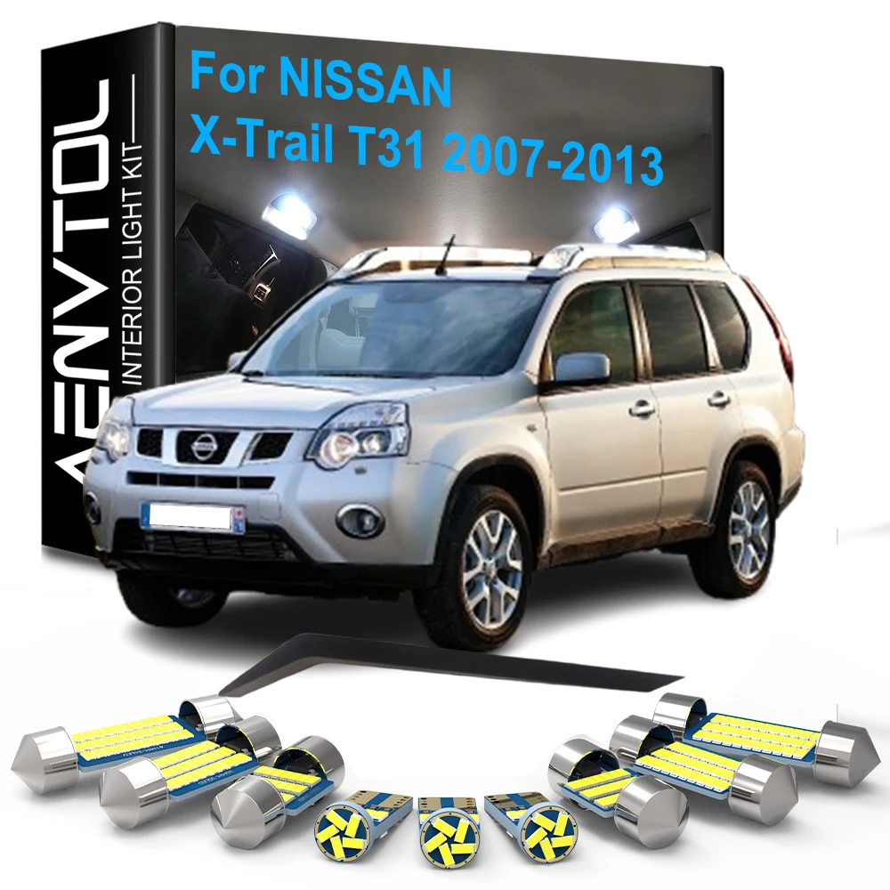 

12 шт. светодиодные внутренние лампы Canbus для Nissan X-Trail T31 2007 2008 2009 2010 2011 2012 2013 лампа купола на карте, двери багажника, номерного знака