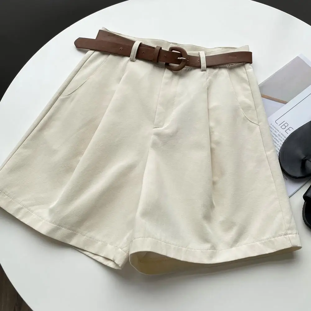 

Lady Shorts Stylish High Waist Women's Suit Shorts with Pockets for Office Wear A-line Knee Length Cargo Shorts for Summer