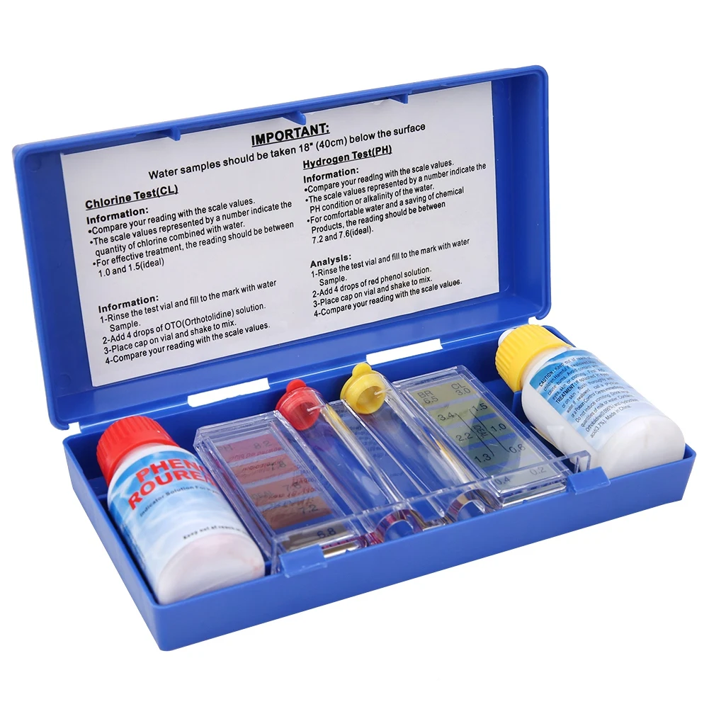 PH Testing Box Water Quality Test Kit Swimming Pool PH Chlorine Water Quality Test Kit Swimming Pool Tester Water Testing Box