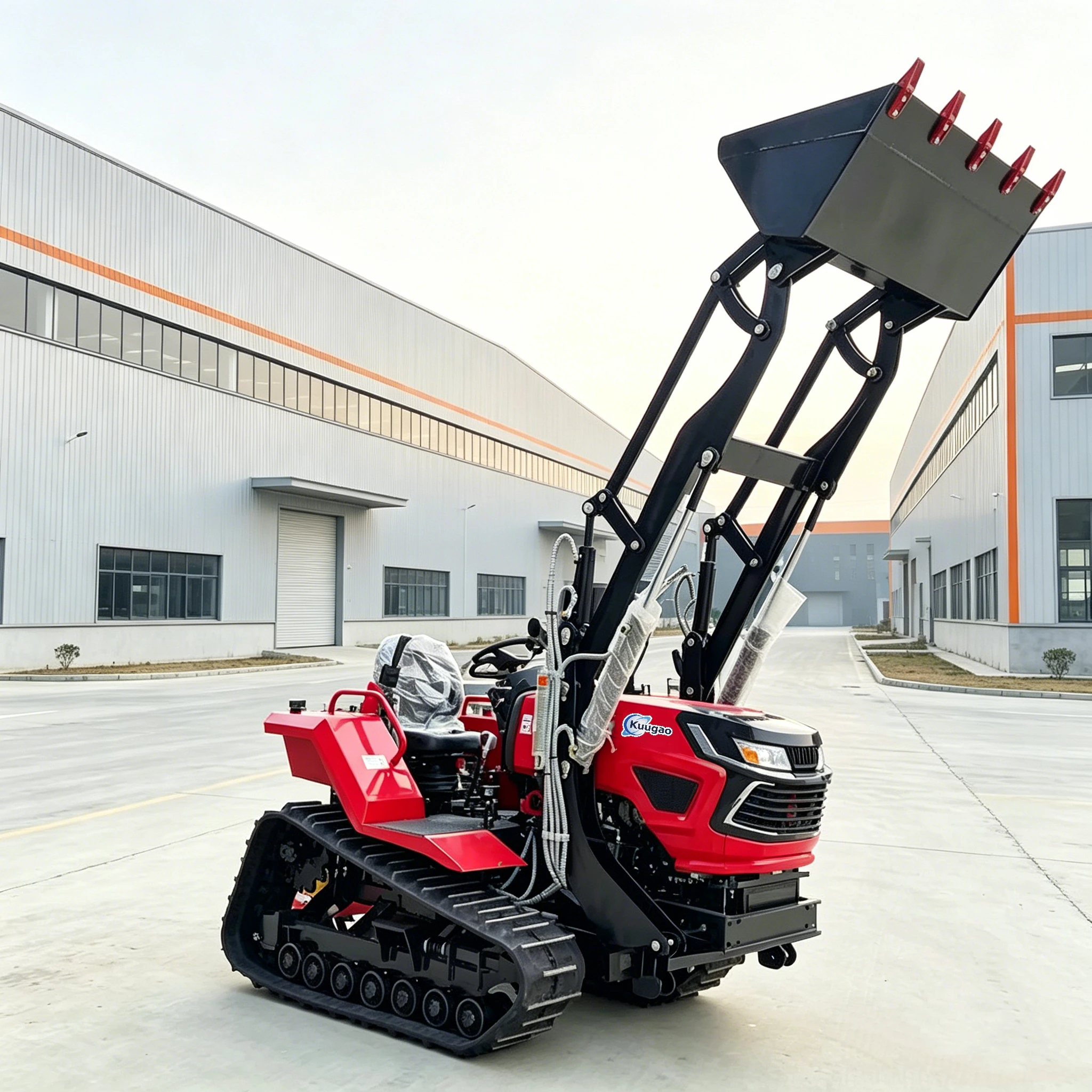 35HP Diesel Agricultural Tractor with Rotary Tiller Front Loader Bucket & Hydraulic Hammer - Multifunctional for Farm Garden