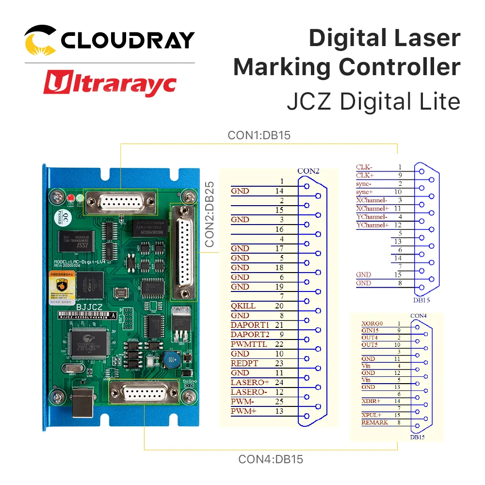 Imagem -05 - Digital Lite Ultrarayc Placa de Marcação a Laser Cartão Controlador para Co2 Yag Máquina de Marcação a Laser uv Bjjcz