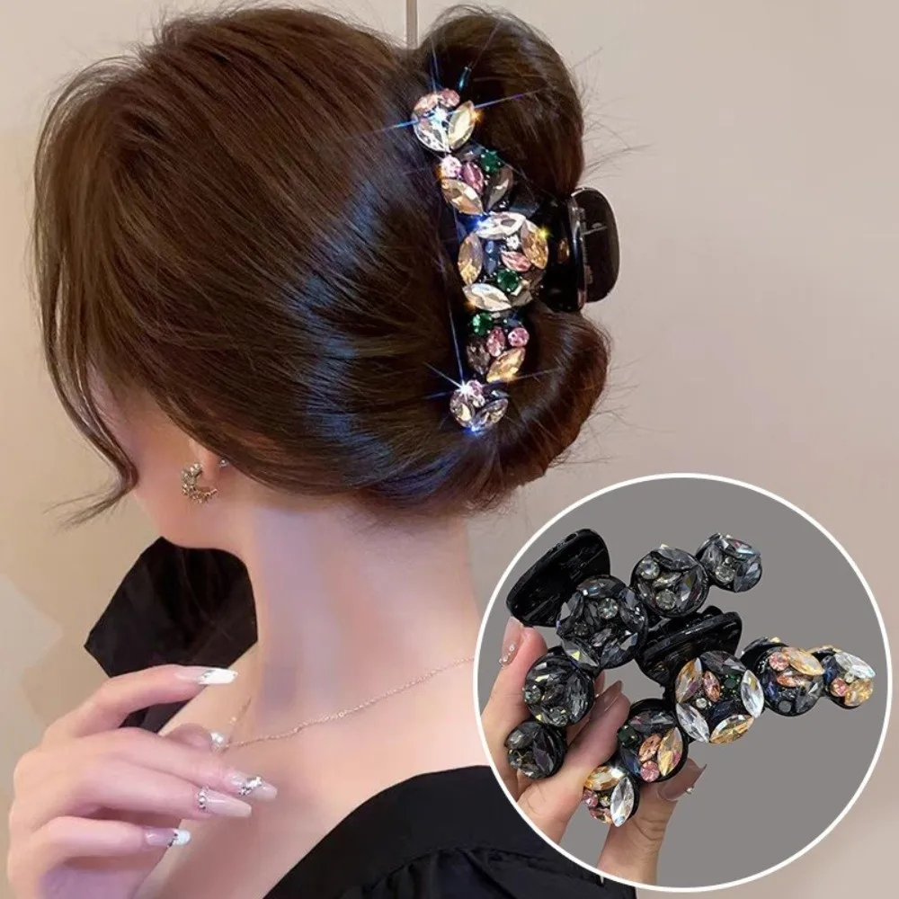 

Fashion Colorful Rhinestone Hair Clip Elegant Temperament Shark Clip Hairpin Girls