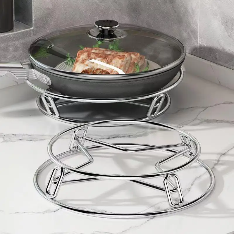 Stainless Steel Pot Rack Kitchen Anti-scalding Heat-insulating Pot Mat Steamer Rack Cookware Storage Rack Accessories Gift