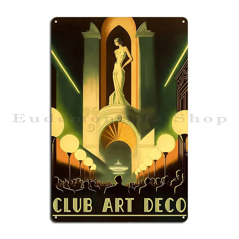 Club Art Deco Vintage Poster Of A Nightclub In The 1920s 30s Metal Signs Bar Create Create Cave Design Pub Tin Sign Poster