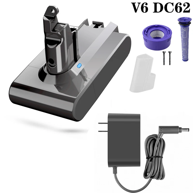 Dyson v6-掃除機用バッテリー,dyson,21.6v,6000mah,dc58,dc59,dc62