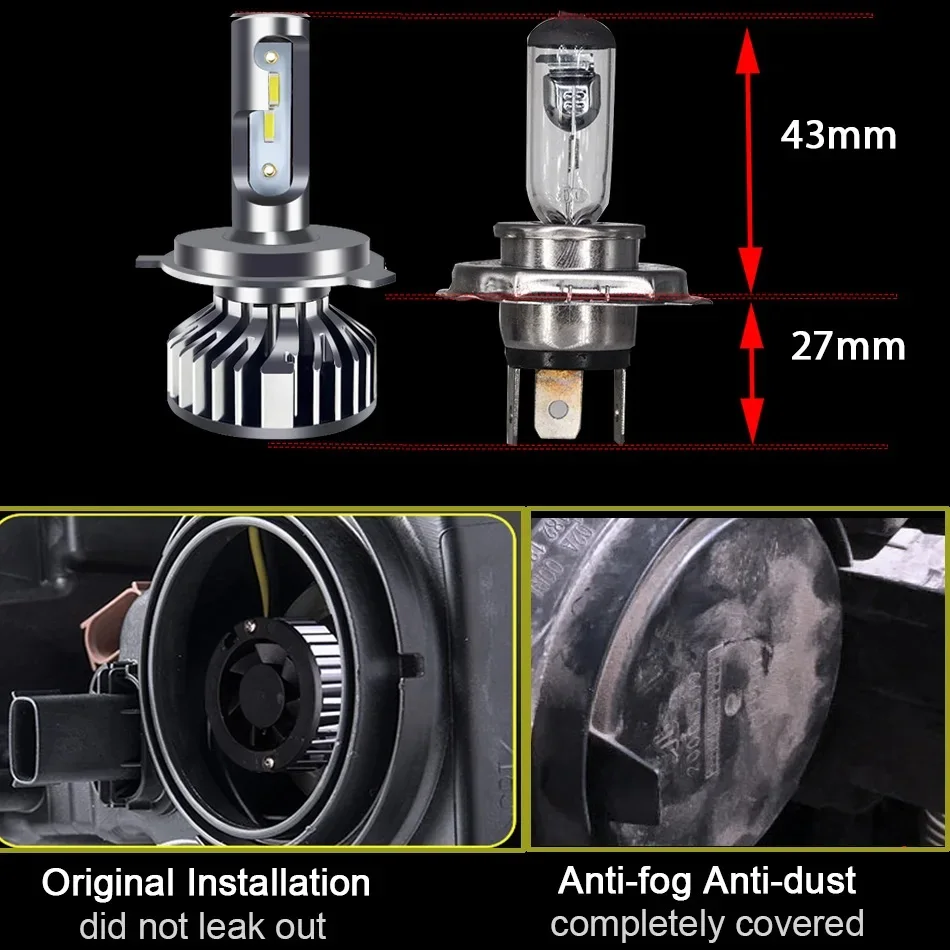 2PCS Car Lights H4 LED CANBUS LED H7 20000LM H11 Lamp for Car Headlight Bulbs H1 H3 H9 9005 9006 HB3 HB4 Fog Light 12V 24V
