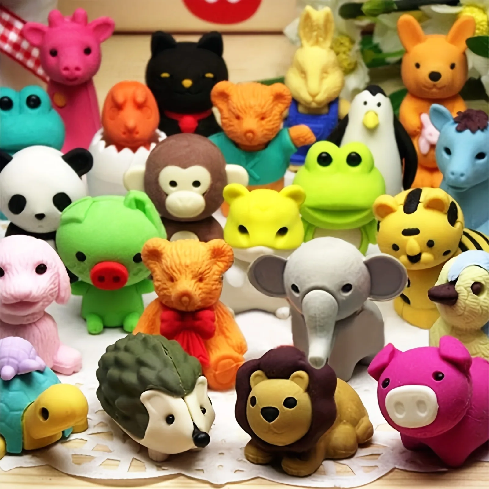 borrachas lapis em forma de animal cartoon design eraser colecao de papelaria material escolar bonito atacado 10 pcs 20 pcs 01