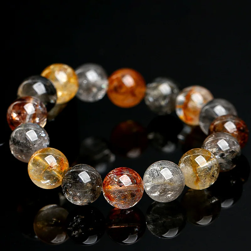 

7A Grade 8MM Natural Ice Herkimer Diamond Bracelet Clear Faceted Round Beads Crystal Healing Energy Jewelry for Women Gifts