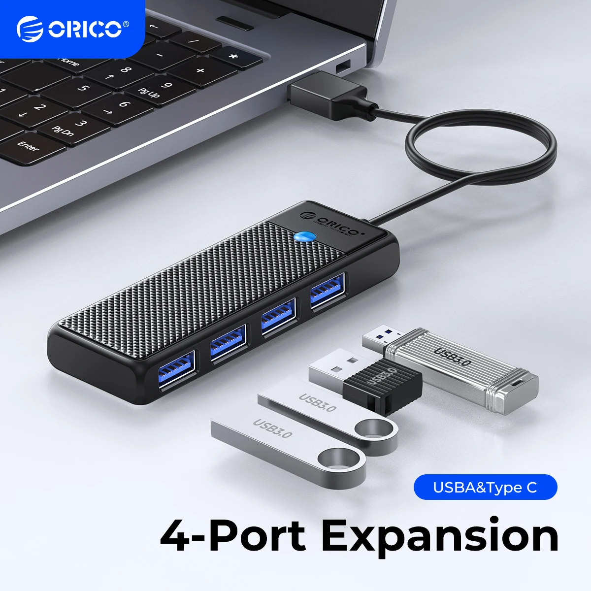 

ORICO Type C USB HUB 3.0 4 Port Splitter USB HUB Adapter Expansion Dock Ultra-Slim OTG Adapter For PC Computer Accessories