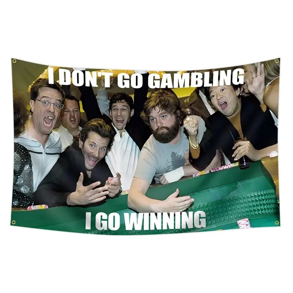 I Don't Go Gambling I Go Winning Flag Banner, Grommets, Single-Sided Printing for Indoor Outdoor Home Decor, Decoration, Dorm, Gift