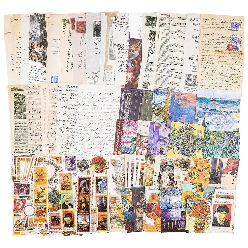 Vintage Scrapbook Supplies Pack (200 Pcs) for Art Journaling Junk Journal Planners DIY Paper Stickers (C)